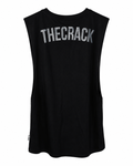 Musculosa hombre THE CRACK negra, vista posterior con logo gris